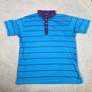 Vintage Chip Beck Golf Polo Shirt Men's Short Sleeve 80s 70s Stripe Purple 2XL